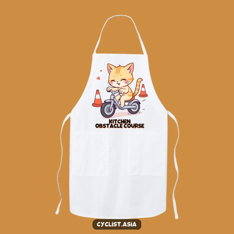 Funny Cat Tricycle Cones Apron - Kitchen Helper with Feline Flair