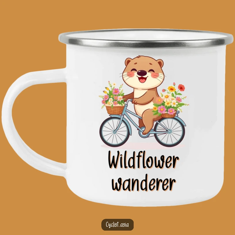 Durable Funny Otter Flower Bike Camping Mug - Adventure & Blooms