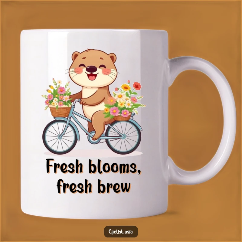 Funny Otter Flower Bike Hug Mug - Joyful Gift for Nature Lovers