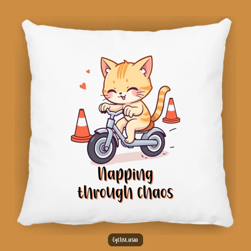 Cozy Funny Cat Tricycle Cones Pillow - Comfy & Hilarious Home Decor