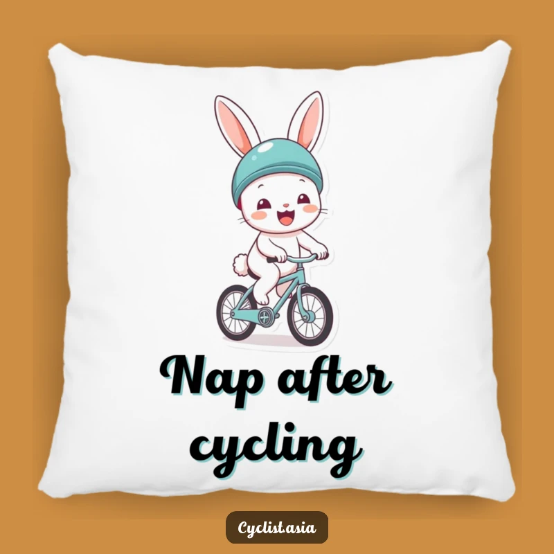 Funny Cheerful Bunny Helmet Bicycle Pillow - Cozy Happy Rider Decor