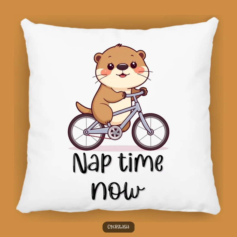 Funny Otter Cycling Pillow: Comfy & Chuckle-Worthy Home Decor Accent