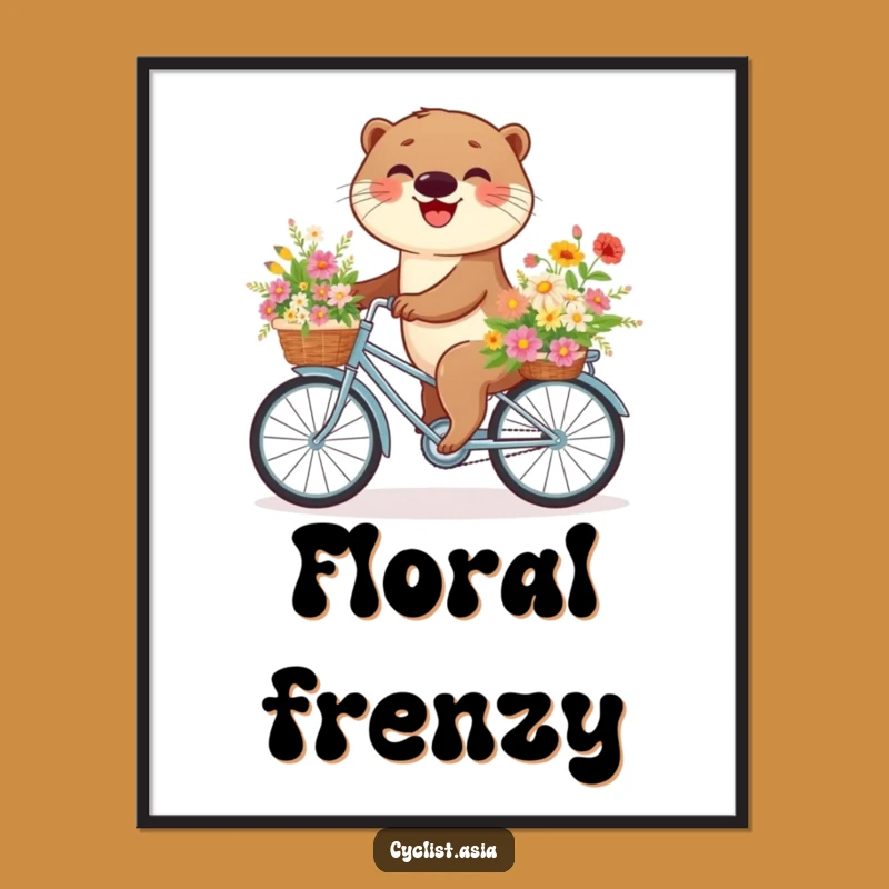 Funny Otter Flower Bike Digital Art - Printable Joy for Your Walls