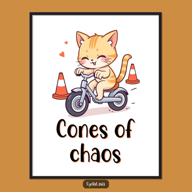 Funny Cat Tricycle Cones Digital Art - Printable Humor for Cat Fans