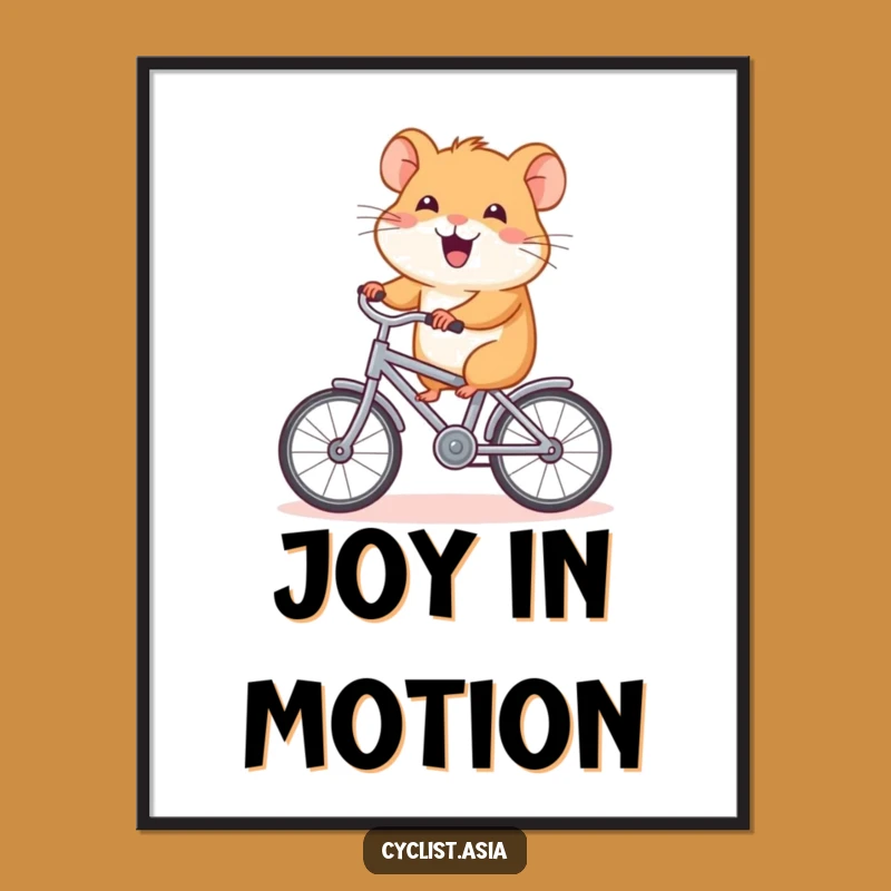 Funny Hamster Bicycle Art Print: Joyful Hamster Digital Download, Instant Funny Gift