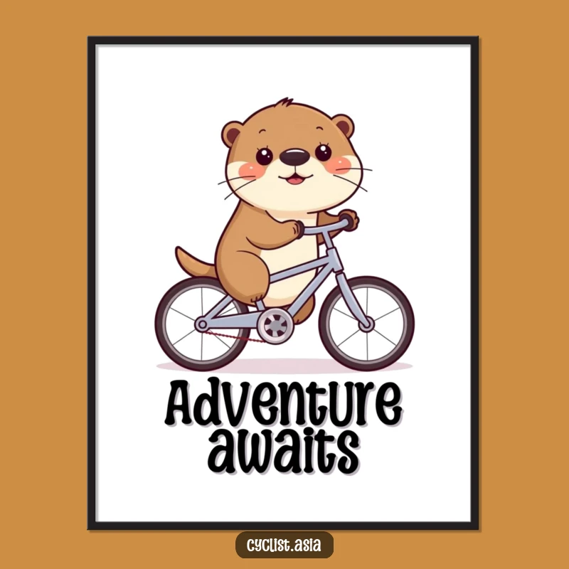Funny Otter Cycling Poster: Whimsical Wall Art for a Humorous Home