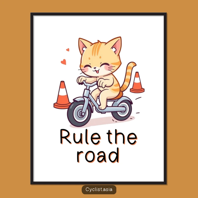 Funny Cat Tricycle Cones Poster - Quirky Wall Art for Cat Lovers