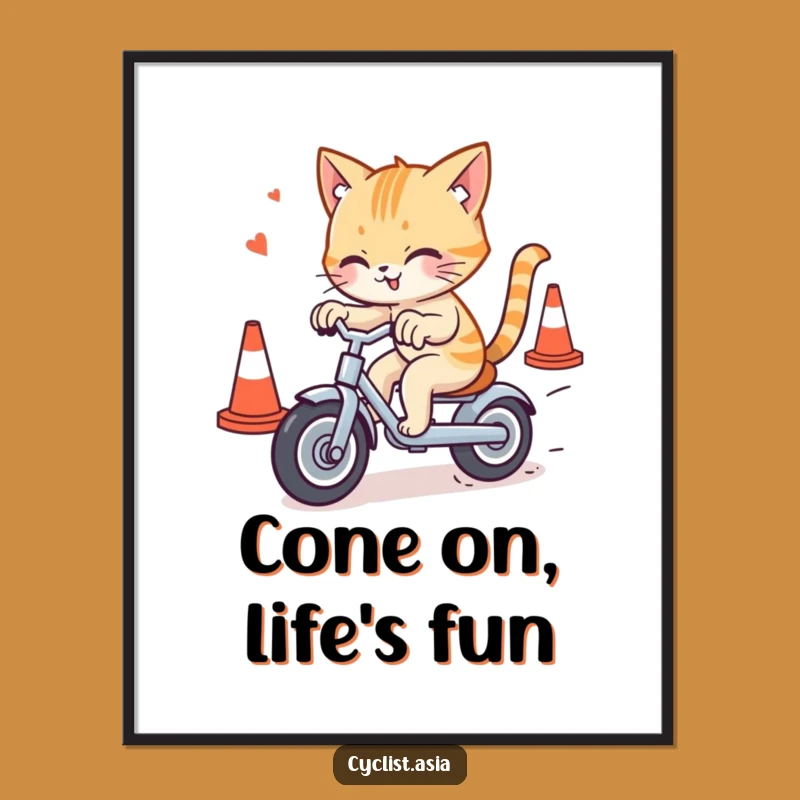 Funny Free Printable Wall Art: Cat Tricycle Chaos - Playful Downloadable Decor