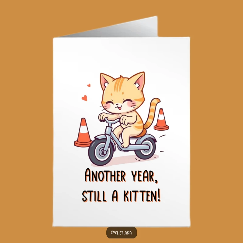 Free Printable Birthday Card: Funny Cat Tricycle Chaos - Hilarious Surprise Gift