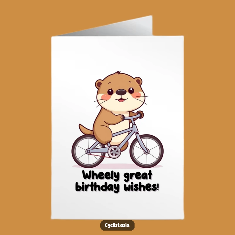 Free Printable Birthday Card: Funny Cycling Otter Wiggling Nose for a Hilarious Downloadable Gift