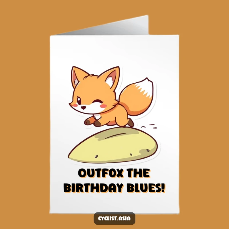 Free Printable Fox Birthday Card: Zooming Hill Wind Funny Downloadable Gift