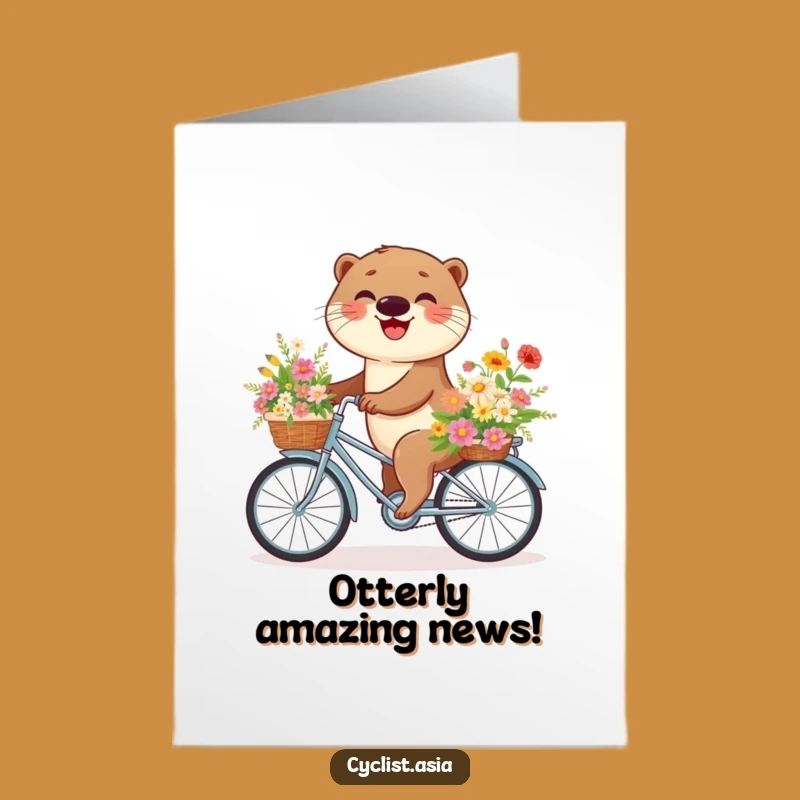 Free Printable Congrats Card: Happy Otter's Flower Bike Ride - Celebration Gift