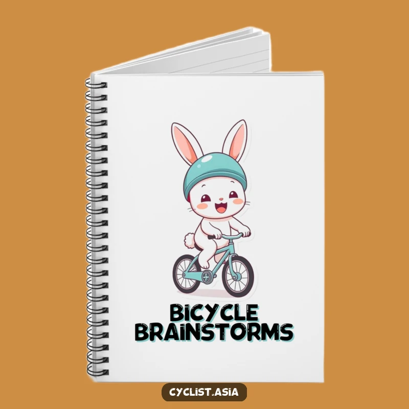 Funny Cheerful Bunny Helmet Bicycle Notebook - Joyful Rider Journal