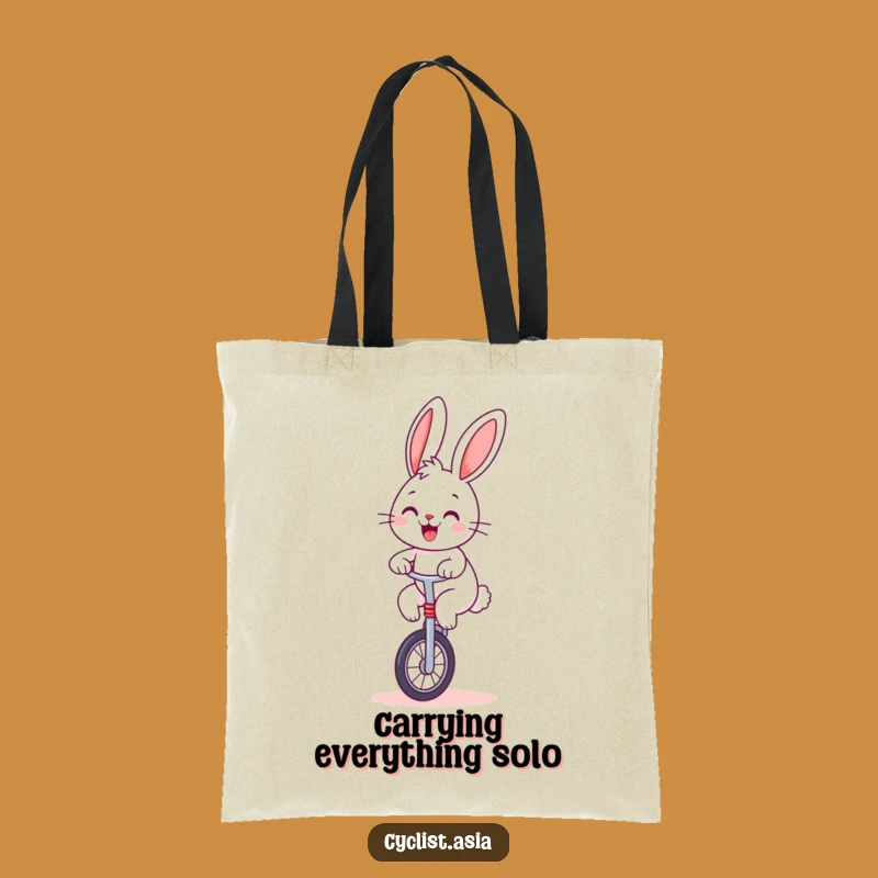 Funny Bunny Unicycle Tote: Cheerful Bunny Bag for Errands, a Chic Funny Gift